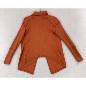We the Free People Orange Split Back Turtleneck Shirt Womens Oversized Size‎ S